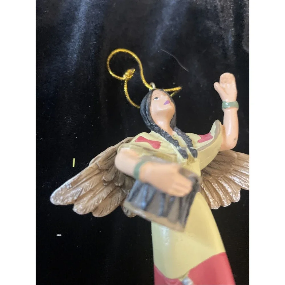 Native American Angel Ornament Pocahontas Sacagawea Christmas Drum Figurine